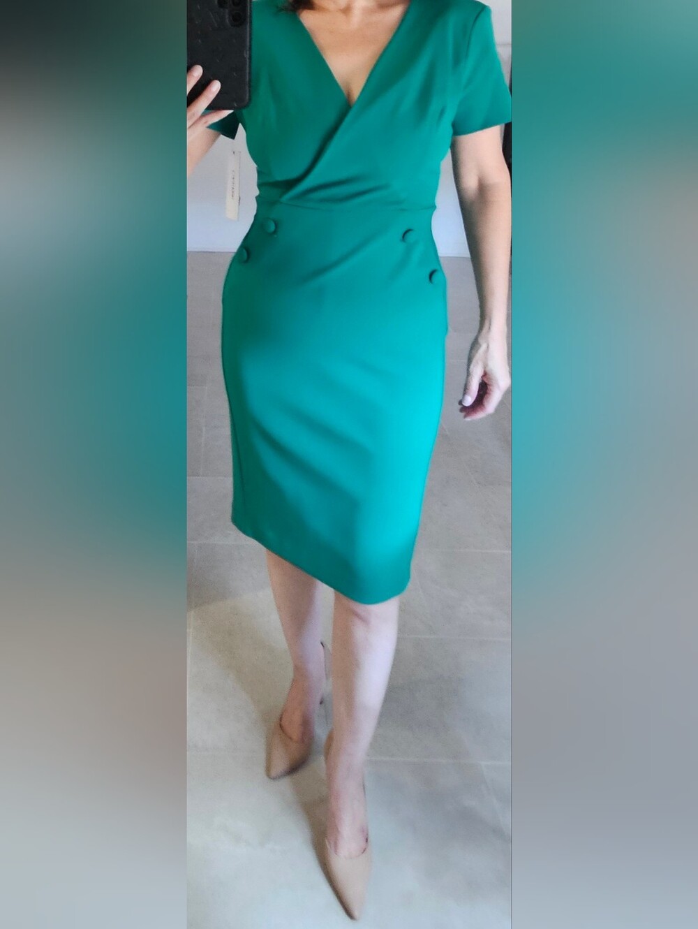 Calvin Klein Emerald Green Wrap Sheath Dress 10